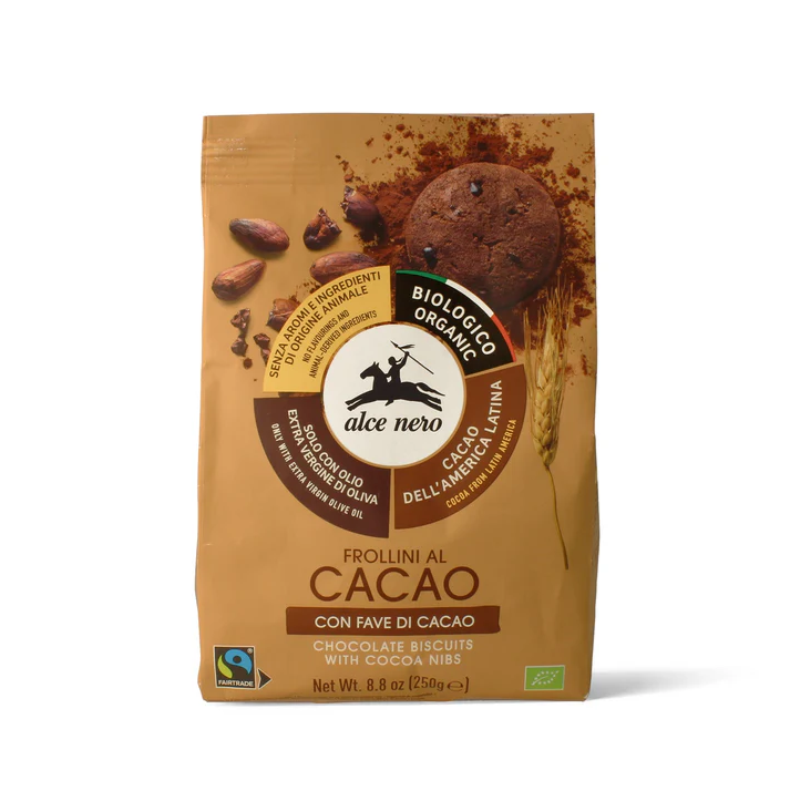 Frollini al cacao con fave di cacao Bio 250g