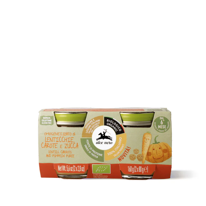 Omogeneizzato con lenticchie, carote e zucca Bio - 2 vasetti 160g