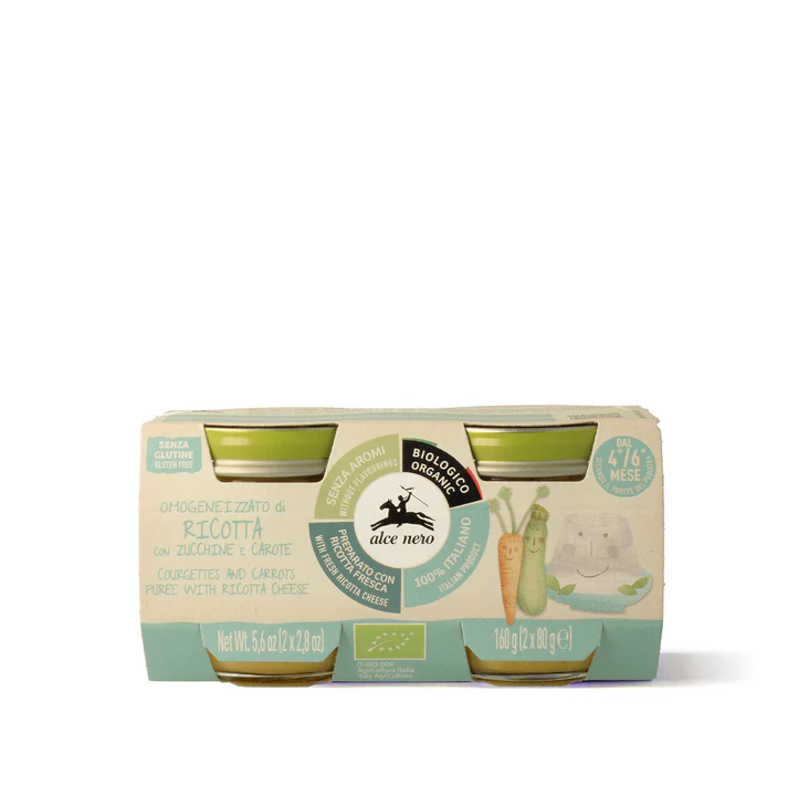 Omogeneizzato ricotta con zucchine e carote Bio - 2 vasetti 160g