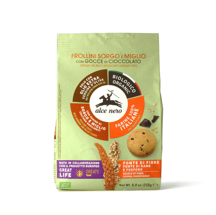 Frollini di sorgo e miglio con gocce di cioccolato Bio 250g