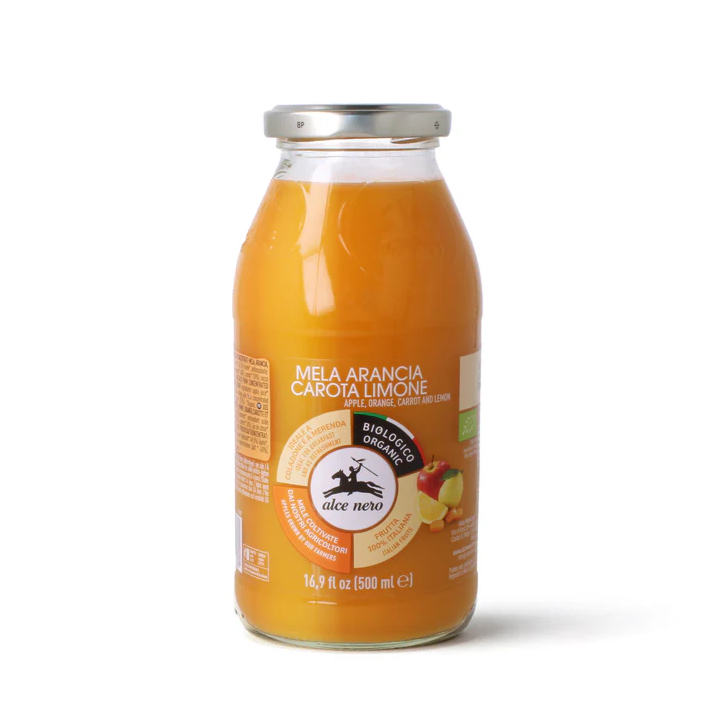 Bio-Apfel-, Orangen-, Karotten- und Zitronensaft 500 ml
